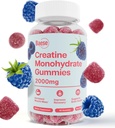 Creatina Monoidrato Gummies per uomini e donne - ad alta purezza Sour Blue Raspberry- Chewable Creatine Infuse Gummy per la forza muscolare & Energy Boost, Biodisponibile Pre-Workout Supplement