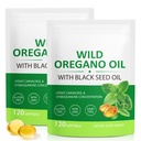 Olio di origano Softgels 6000mg, 2 in 1 Formulato con olio di semi nero 200mg, Supporto immunitario, capsule di olio di origano Organico, Supplemento di difesa naturale, Non OGM, Facile da ingoiare, 240 Softgels