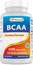 Best Naturals BCAA Branch Chain Aminoacido, 3200mg per porzione, 200 capsule - Grado farmaceutico - 100% puro Instantized Formula | Pre/Post Workout Bodybuilding Supplement | Aumentare la crescita muscolare