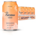Recess Mood Magnesium & Adaptogen Drink, Relax Bevande, 12 once (Peach Ginger, 12 pack)