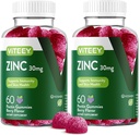 Viteey Zinc Gummies per Uomini e Donne - Integratori di zinco 30mg - Immune Boost & Skin Health - Vegan, Gluten Free - 120 Count