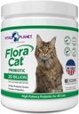 Vital Planet - Flora Cat Probiotic Powder Supplement con 20 miliardi di culture e 10 Diverse Strains Probiotici ad alta potenza per tutti i gatti per il supporto felino digestivo e immunitario 30 Scoops 3.92 oz