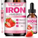 Supplemento di ferro liquido per le donne uomini e bambini gocce di ferro multivitaminico con Folate, vitamina C, B6, B12, zinco per l'anemia, carenza di ferro, Costruttore di sangue, energia - aroma di fragola naturale, Vegan 2 Fl Oz
