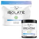 Muscle Feast Creapure Creatine Monoidrato - 300g non aromatizzati (x1) e Isolate Whey Protein Powder - Unflavored 5lb (x1) - Recupero muscolare e prestazioni Bundle