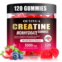 Creatina Monoidrato Gummies 5000mg per uomini e donne - Supplemento di pre-allenamento senza zucchero, Masticabili per la resistenza muscolare, Muscle Builder, Energy Boost, Mixed Berry Flavor, 120 Conte