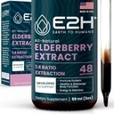 E2H Elderberry Syrup - Antiossidanti potenti Supplemento di Elderberries Organici Estratto - Sambucus Elderberry Syrup per bambini e adulti per il supporto immunitario - Non-GMO, Vegan - 2 Fl Oz
