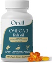 ORVIT Omega 3 Fish Oil Softgel 2000 mg - Ultimate EPA DHA Supplemento per gli uomini e le donne - Burpless - No Fishy Taste - Unflavored 180 Softgels - Organic, Non OGM - Made in Italy