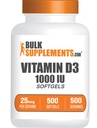 BulkSupplements.com Vitamina D3 1000IU Softgels - Cholecalciferol, D3 Supplemento, Vitamina D 1000 IU - 1 Vitamina D3 Softgel (25mcg di vitamina D) per porzione, 500 conteggio (Pacchetto di 1)