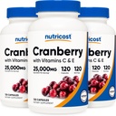 Estratto di mirtillo di Nutricost 25.000 mg (120 porzioni) 3 bottiglie con vitamina C & E