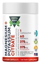 Citrato di magnesio + capsule vegane di potassio 60 Premium (Citrate 375 mg) + (375mg Potassium) Non OGM, Gluten Free - Supplemento ad alto assorbimento Made in Italy