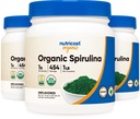 Polvere di Spirulina Organica Nutricost non aromatizzata, contenitore 1LB per 454 Serve (3 bottiglie) - Vegan, OGM Free e Gluten Free