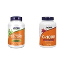 NOW Supplementi, Silymarin Milk Thistle Extract 300 mg con carciofo e dadelion & Supplementi, vitamina C-1,000 con HIPS rosa, rilascio prolungato, protezione antiossidante*
