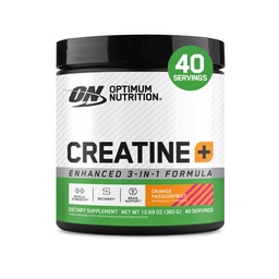 Optimum Nutrition Creatine Monohydrate Plus Powder, Arancione Passionfruit aromatizzato Creatina Performance Blend Con Elettroliti per Idratazione, Vitamine Aggiunte, 40 Serve, 360 Grammi (Packaging May Vary)