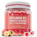 Vitamina B1 & Methylated Vitamin B Complex Gummies - Tutte le vitamine B, Benfotiamine, Thiamine & Inositol, Methylated B1 B2 B6 Multivitaminici, L-metilfolato, Methyl B12 per Nerve Cognition Energy, 60 Cts