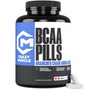Crazy Muscle 3000mg BCAA Pills (80 giorni di alimentazione) con l'ottimo rapporto 2:1:1:1 di aminoacidi a catena ramificata per il recupero e la crescita, 1000mg BCAAs per pillola (più che BCAA capsule) 240 compresse