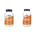 NOW Supplementi, L-Arginina 1.000 mg, Precursore di Ossido Nitrico*, Aminoacido, 120 compresse & Supplementi, Lecitina 1200 mg con Fosfatidil Choline naturale, 200 Softgels