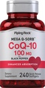 Piping Rock CoQ10 100mg | 240 Softgels | Integratore di assorbimento potenziato per le donne e gli uomini | Non OGM, Gluten Free