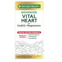 Cuore vitale avanzato di Bounty della natura con CoQ10 + Magnesio, Antiossidante, Supporta la pressione sanguigna sana, colesterolo, Circolazione, Formula di azione tripla, CoQ10, Supplemento di magnesio, 60 Softgels