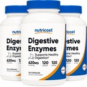 Nutricost Enzimi digestivi 620mg, 120 capsule vegetali (3 bottiglie) - Integratore di enzimi digestivo completo