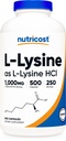 Nutricost L-Lysine 1000mg Per Serving, 250 Serve, 500 Capsule - Gluten Free, Non OGM, 500mg Per Capsule