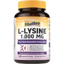Vitalibre L-Lysine 1000 mg, High Potency L-Lysine HCl, Free Form Essential Amino Acid, Protein & Collagen Sintesi, Supporto immunitario, Assorbimento massimo, Vegan, 120 compresse