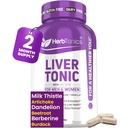 Herbtonics Liver Cleanse Detox & Repair Supplemento con latte Thistle & Artichoke 20-in-1 Liver Support Formula, Energia &amp; Salute generale | Dandelion, Turmeric, Berberine | 120 capsule vegan