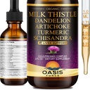 Liquido di estratto di cardo di latte organico per la pulizia del fegato Detox & Riparazione, Silymarin Milk Thistle Drops Supplemento con Dandelion & Artichoke per il supporto del fegato, Vegan, Alcohol-Free, 2 FL OZ