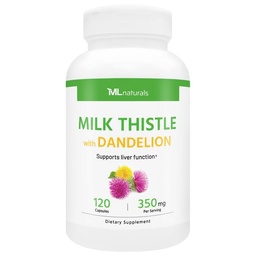 ML Naturals Milk Thistle & Dandelion Extract – 250mg Milk Thistle, 100mg Dandelion Root (Per Serving) 120 capsule