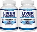Arazo Nutrition Liver Cleanse Detox & Repair Formula – Milk Thistle Herbal Support Supplemento: Silymarin, Beet, Artichoke, Dandelion, Chicory Root (Pack of 2)