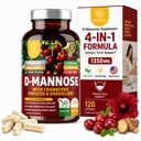Numero Uno Nutrizione Premium D Mannose Supplemento per Donne e Uomini [Max Strength, 1350MG] D-Mannose naturale con Mirtillo, Ibiscus e Dandelion per la salute del tratto urinario, 120 Conte