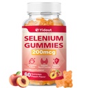 Integratore di selenio per il supporto tiroideo Gummies 200mcg come Booster di energia per le donne e gli uomini, Peach Flavor (60 conte(Pack of 1))