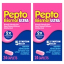 Pepto Bismol ULTRA Caplets, Upset Stomach Relief, Nausea Relief, Heartburn Relief, Indigestion Relief, Anti Diarrea Medica per Adulti - 5 Symptom Relief, 48 ct (2x24 ct)