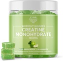 Creatina Gummy FIOR - Miglior Creatina Monoidrato Chewable, 60 Conte, Workout & Protein Supplement, Miglioramento cognitivo, Sour Green Apple Flavor, 30 Serve