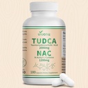 VivoNu TUDCA 2000mg + NAC 1200mg Supplemento Capsule Complesso, TUDCA Bile Salt + N Acetyl Cysteine, Antiossidante Supplementi per Liver&Lung&Digestion&Gallbladder Cleanse(180 Capsules)
