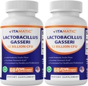 Vitamatic Lactobacillus Gasseri - 12 miliardi per DR Capsule - 60 Count - Supporto Digestivo - Realizzato con fibra Prebiotica Inulina- 2 Pack