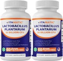 Vitamatic Lactobacillus Plantarum - 20 miliardi per DR Capsule - 60 Count - Supporto Digestivo - Realizzato con Prebiotic Inulin Fiber-2 Pack