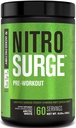 Jacked Factory NITROSURGE Pre Supplemento di allenamento - Energia senza fine, Gains di resistenza istantanea, messa a fuoco trasparente, pompe intenzionali - NO Booster & Potente Preworkout polvere di energia - 60 Serve, Bianco artico