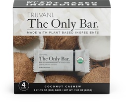 Truvani Plant Based Snack Bars | Coconut Cashew 4 Pack | 5g Protein | USDA Organic and Vegan | The Only Bar | Dairy, Soy e Gluten Free | Individually Wrapped