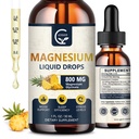 (2 Pack) Magnesium Glycinate Liquid Drops | 1000mg Liquid Magnesium Complex con D3, L-Thea & GABA per energia, sonno, nervo e salute del cuore, alto assorbimento, ananas Flavor