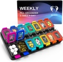 Extra Large Weekly Pill Organizer 2 volte al giorno - Airtight Pill Box 7 giorno - Am Pm Vitamin Case - Medicine Container Two Week Supplement Holder Medication XL Twice Med Sorter Cute