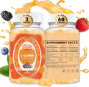 L-Lysine Gummies 1000mg - L-Lysine Integratori per Bambini e Adulti - Lip and Cold Sore* Supporto per Donne - Gummie masticabili di Lysine con Vitamina B12 - Vegan, Non OGM, Senza Glutine, 120 Conti