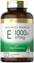 Carlyle Vitamin E con Tocoferoli Misti | 1000 IU | 120 Softgels | Supplemento naturale | Formula Non OGM e Gluten Free
