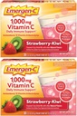 Polvere di vitamina C di Emergen-C 1000mg, aroma di fragola Kiwi, antiossidanti, vitamine e elettroliti B, integratori di vitamina C per il supporto immunitario, 30 conteggio (pacchetto di 2)