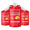 Designer Wellness Protein Smoothie, Frutta reale, 12g Protein, Carbo basso, Zero Aggiunto Zucchero, Senza glutine, Non OGM, Nessun colore artificiale o aromi, Fragola Banana, 12 Conte