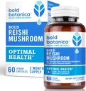 Bold Botanica Reishi Mushroom Capsule - 100% Fruiting Body - Estratto di Reishi Organico Concentrato per Supporto Immune & Core Wellness - No Mycelia & No Grain - 60 Capsule Vegan