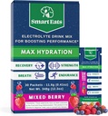 Polvere di elettrolita intelligente - 1.690mg Elettroliti, 9 minerali essenziali e vitamine, 5 antiossidanti, rapida ed energizzante idratazione, Progettato da medici, <1 Gram Sugar, Sour Berry Flavor - 30 confezioni