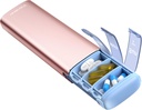 Vaydeer Metal Travel Pill Organizer, 7 Day Weekly Pill Box, Grande capacità Daily Cute Pill Case per Supplementi, Pillole, Vitamine e Farmaci (Piccolo, Oro Rosa)