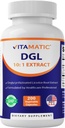Vitamatic DGL Licorice 3800 mg Equivalent Per Serving (da 10:1 Estratto 380 mg) - 10X Più forte - Supporta funzioni digestive e respiratorie sane - 200 capsule