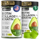 Biotina e collagene Peptide Gummies per la crescita dei capelli, pelle e unghie 120 Pcs (2 Pack) - 82000 Mcg - Biotin Chewables con Keratin Max Strength - Bellezza Gummies per le donne e gli uomini - Sugar Free, Non-GMO