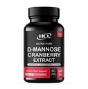 HCL HERBAL CODE LABS D-Mannose con estratto di mirtillo capsule 1500mg – Supplemento D-Mannose di grado USP ad alta potenza con polvere di mirtillo di frutta intera – Supporto del tratto urinario – Capsule non OGM 60